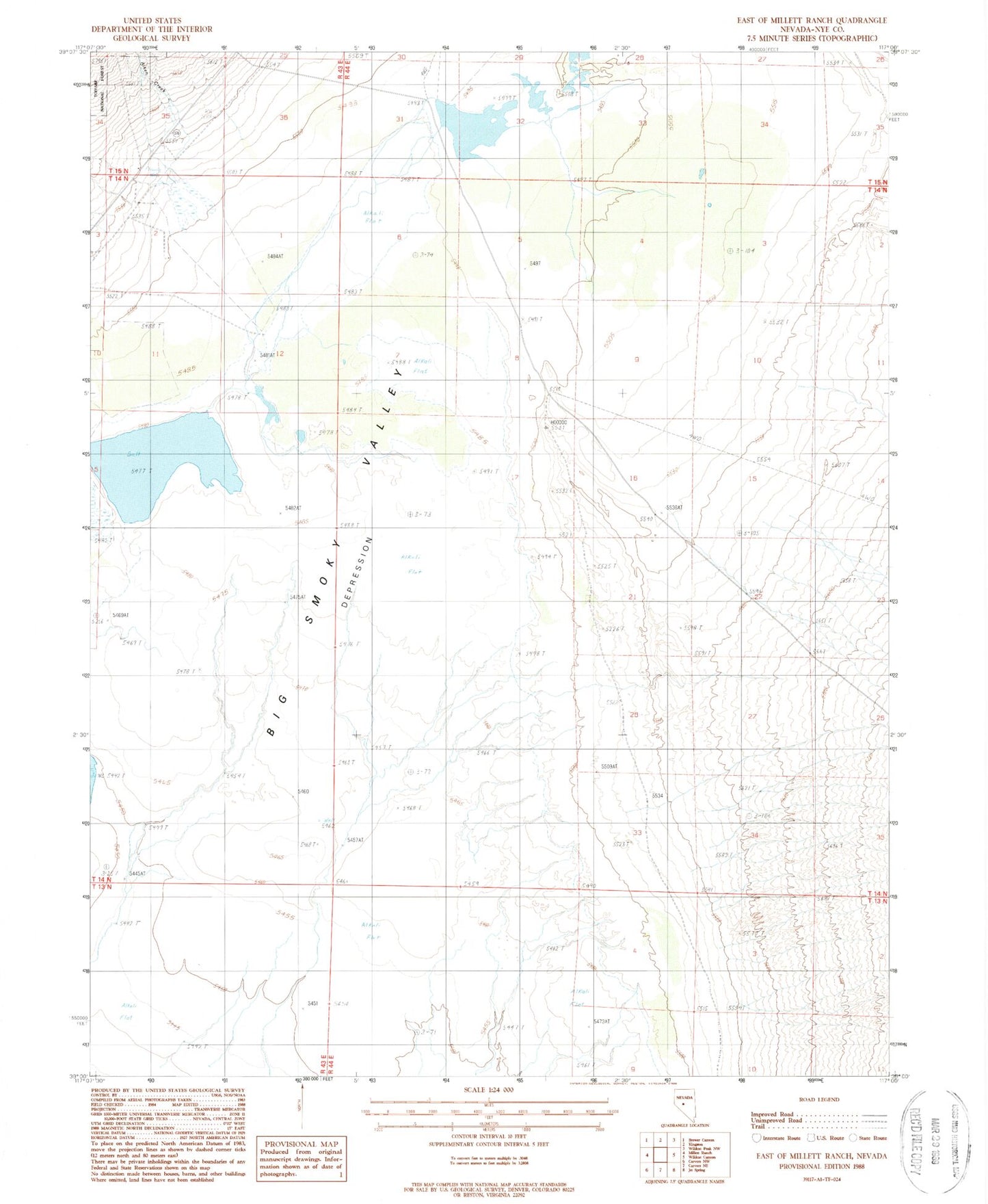 Classic USGS East of Millett Ranch Nevada 7.5'x7.5' Topo Map Image