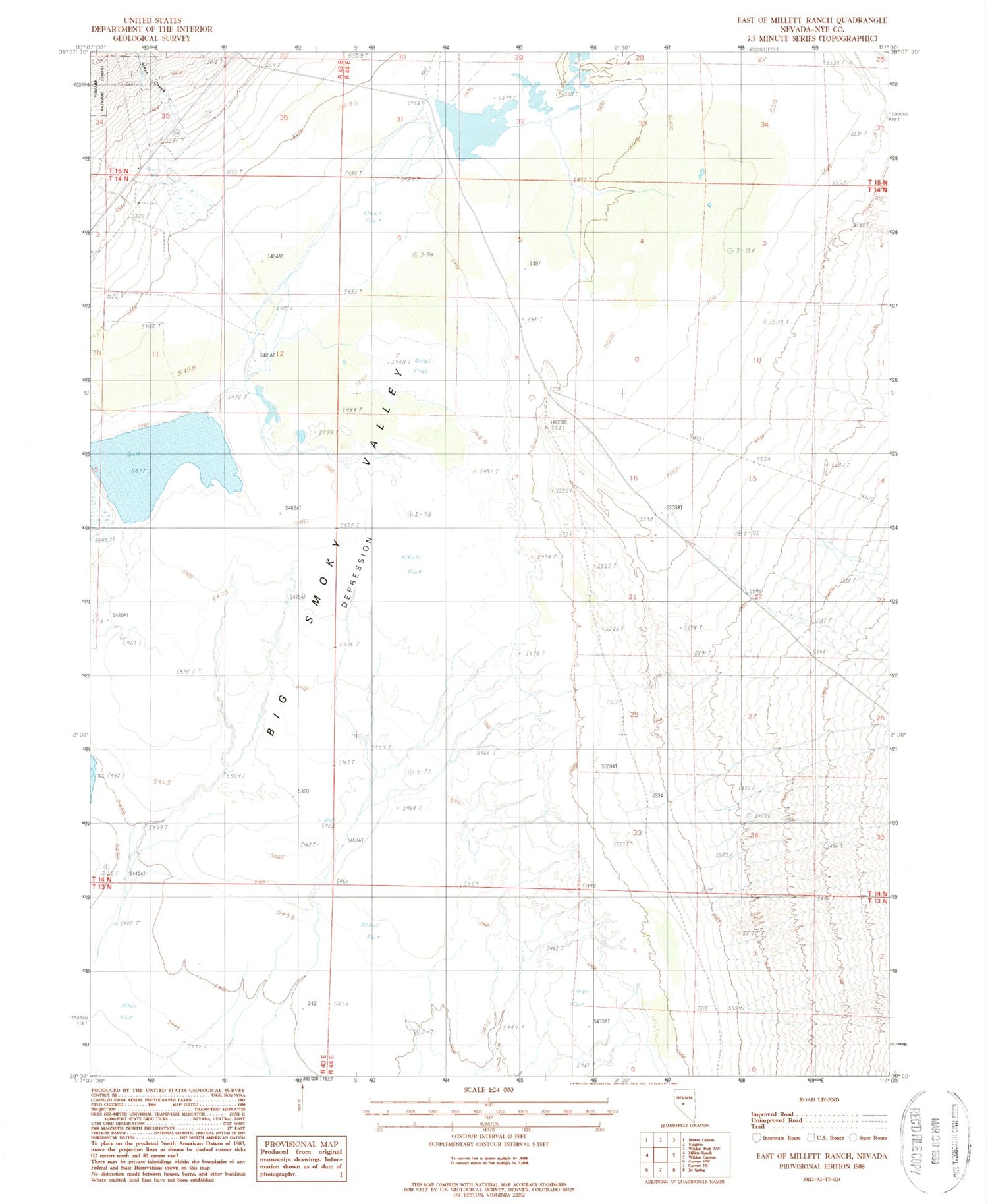 Classic USGS East of Millett Ranch Nevada 7.5'x7.5' Topo Map Image