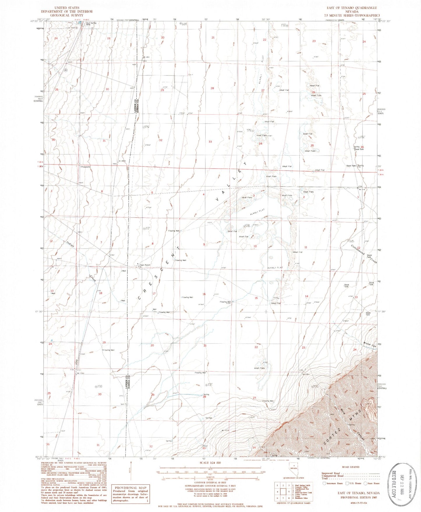 Classic USGS East of Tenabo Nevada 7.5'x7.5' Topo Map Image