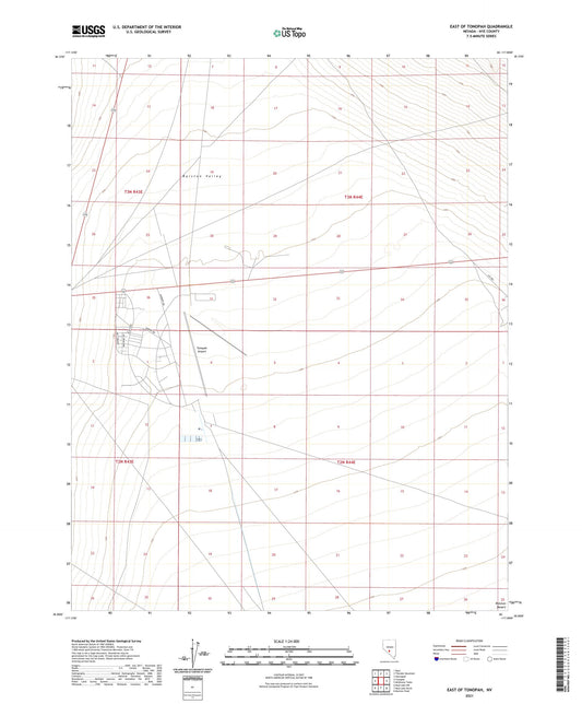 East of Tonopah Nevada US Topo Map Image