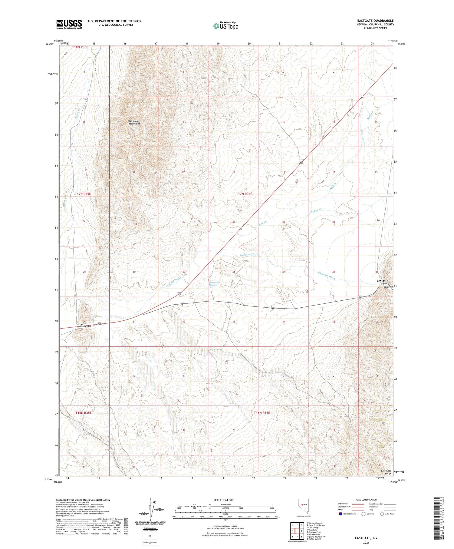 Eastgate Nevada US Topo Map Image