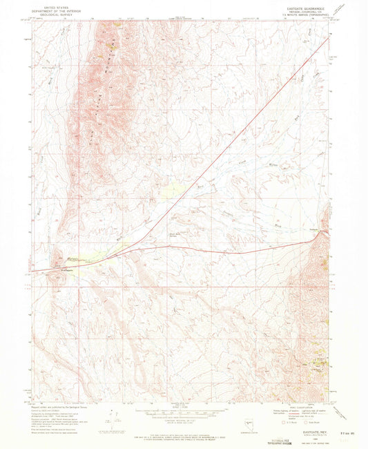 Classic USGS Eastgate Nevada 7.5'x7.5' Topo Map Image