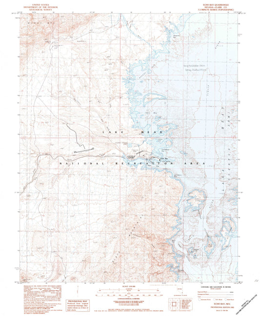 Classic USGS Echo Bay Nevada 7.5'x7.5' Topo Map Image