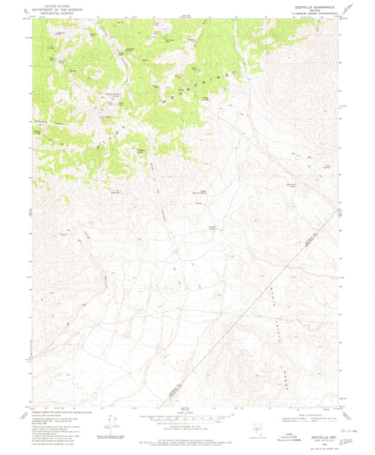 Classic USGS Eddyville Nevada 7.5'x7.5' Topo Map Image