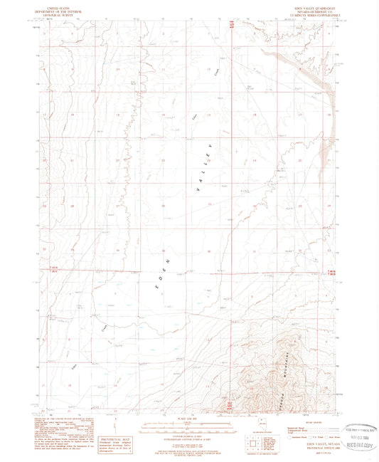 Classic USGS Eden Valley Nevada 7.5'x7.5' Topo Map Image