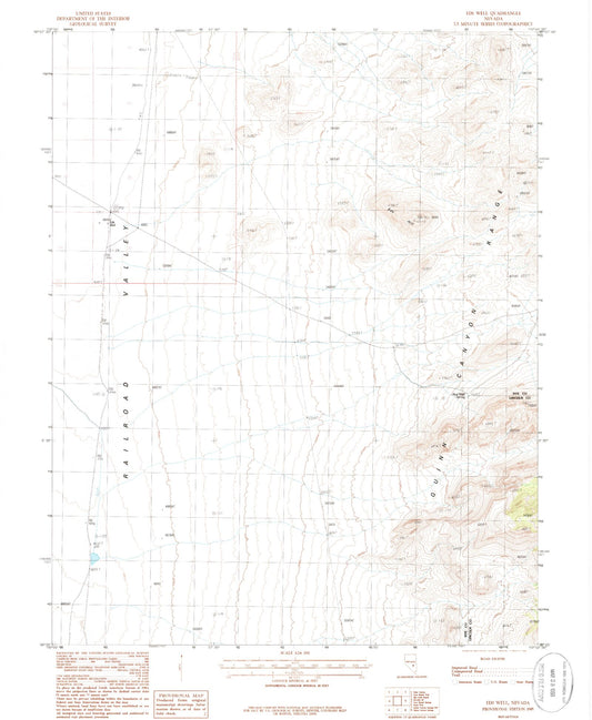 Classic USGS Eds Well Nevada 7.5'x7.5' Topo Map Image