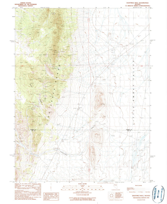 Classic USGS Eightmile Well Nevada 7.5'x7.5' Topo Map Image