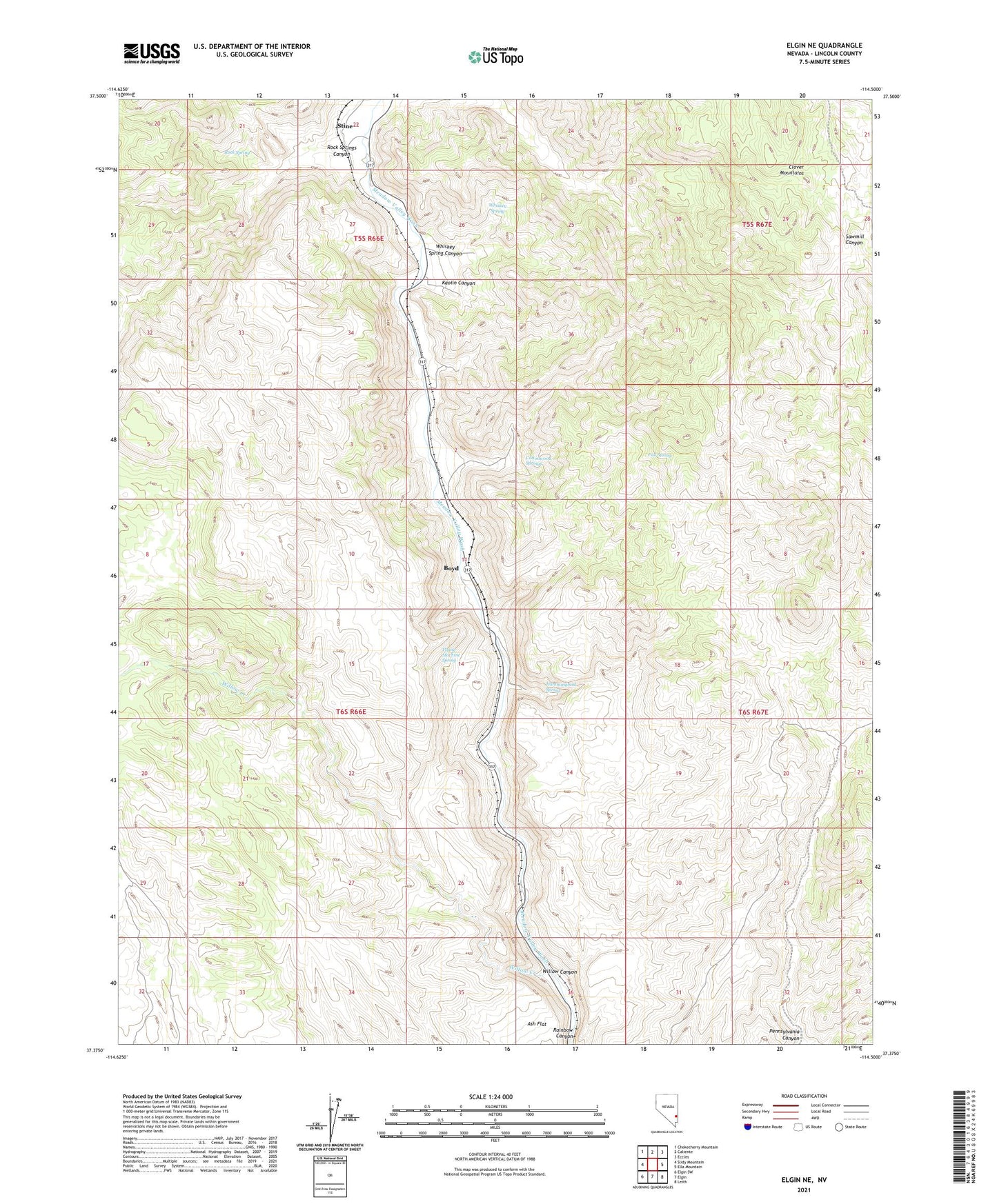 Elgin NE Nevada US Topo Map Image