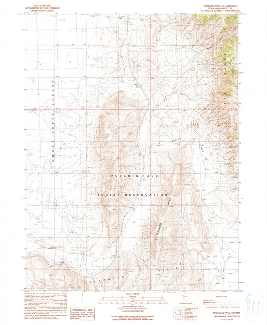 Classic USGS Emerson Pass Nevada 7.5'x7.5' Topo Map Image