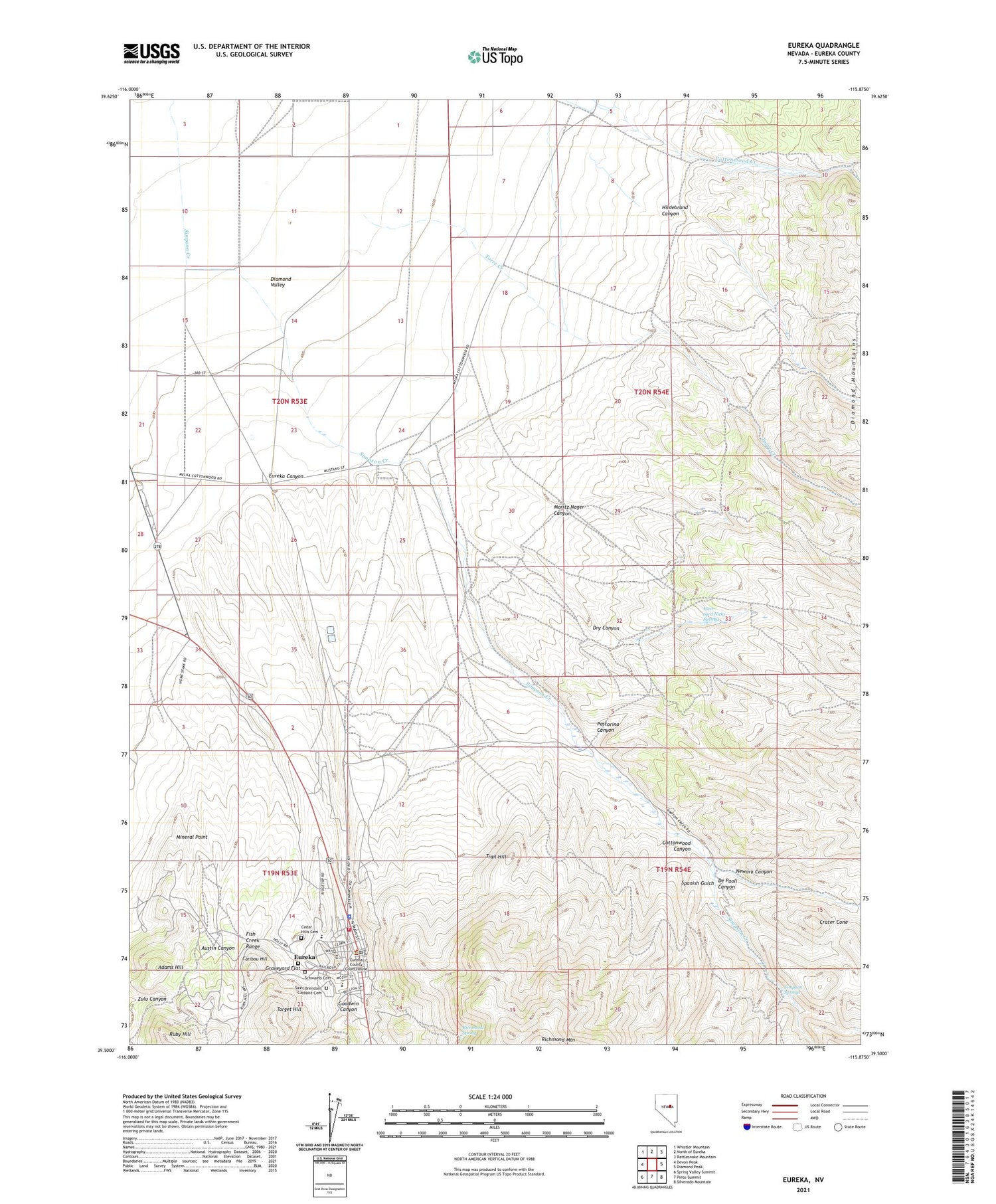 Eureka Nevada US Topo Map Image