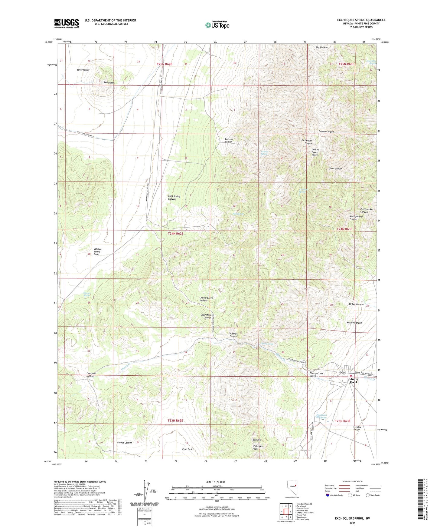 Exchequer Spring Nevada US Topo Map Image