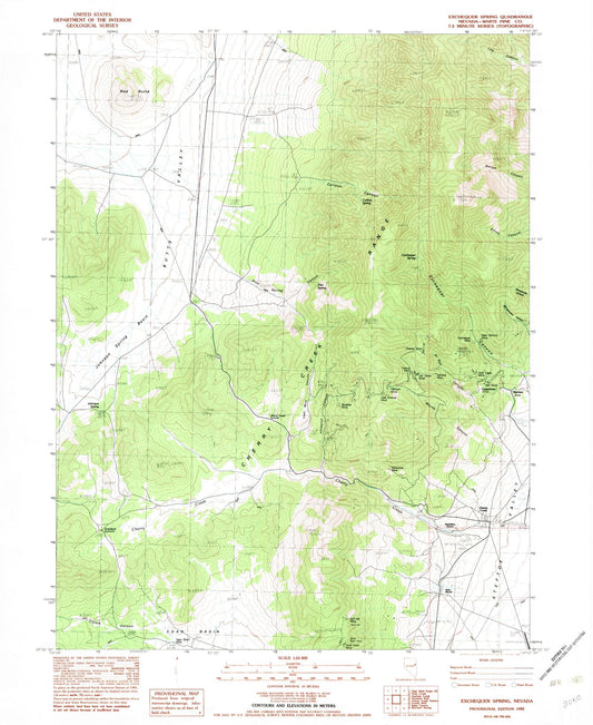Classic USGS Exchequer Spring Nevada 7.5'x7.5' Topo Map Image
