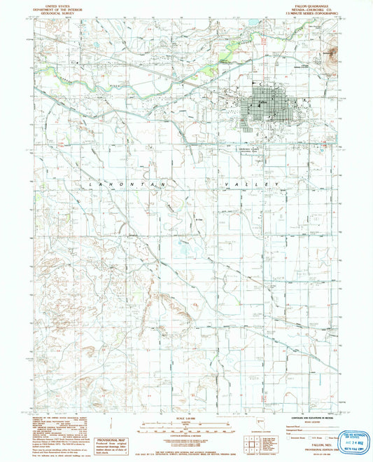 Classic USGS Fallon Nevada 7.5'x7.5' Topo Map Image