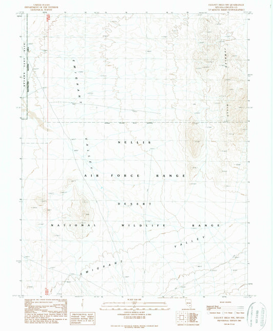 Classic USGS Fallout Hills NW Nevada 7.5'x7.5' Topo Map Image