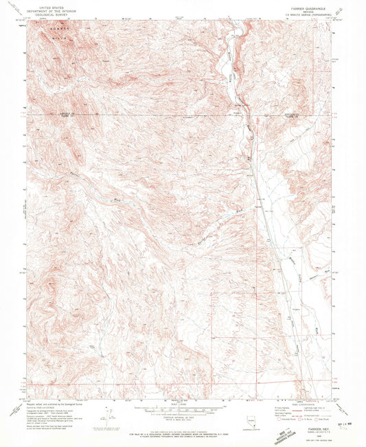 Classic USGS Farrier Nevada 7.5'x7.5' Topo Map Image