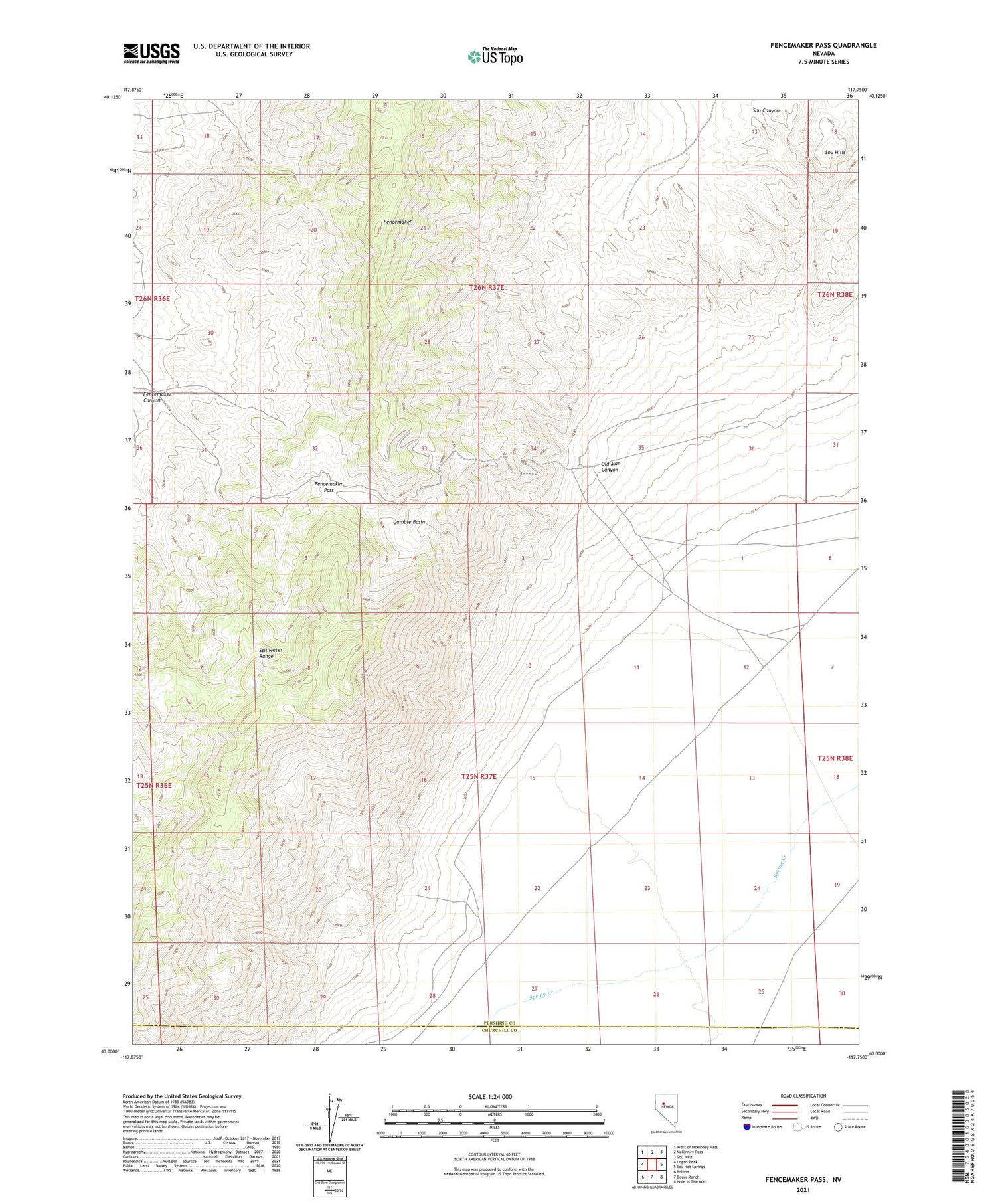 Fencemaker Pass Nevada US Topo Map Image