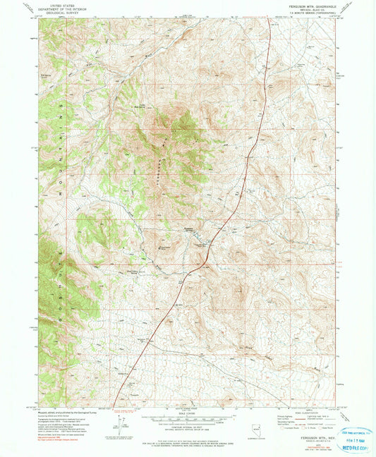 Classic USGS Ferguson Mountain Nevada 7.5'x7.5' Topo Map Image