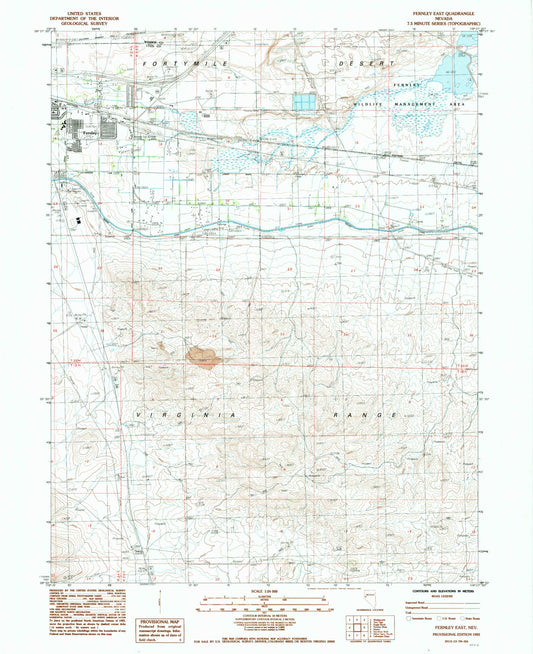 Classic USGS Fernley East Nevada 7.5'x7.5' Topo Map Image