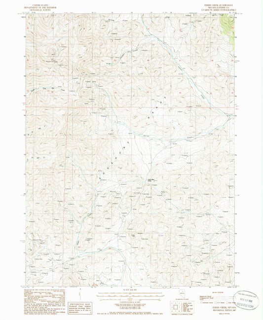 Classic USGS Ferris Creek Nevada 7.5'x7.5' Topo Map Image