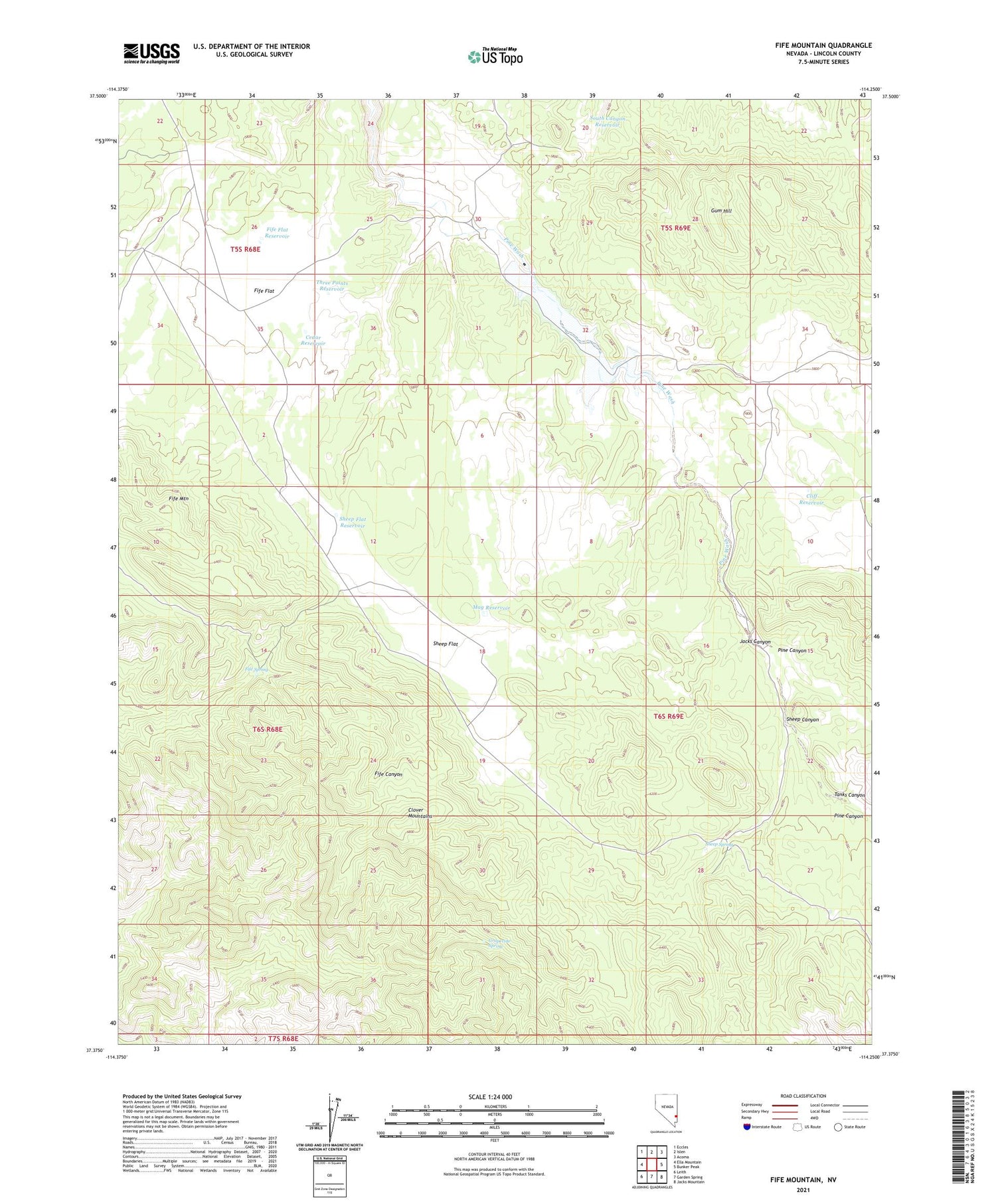 Fife Mountain Nevada US Topo Map Image