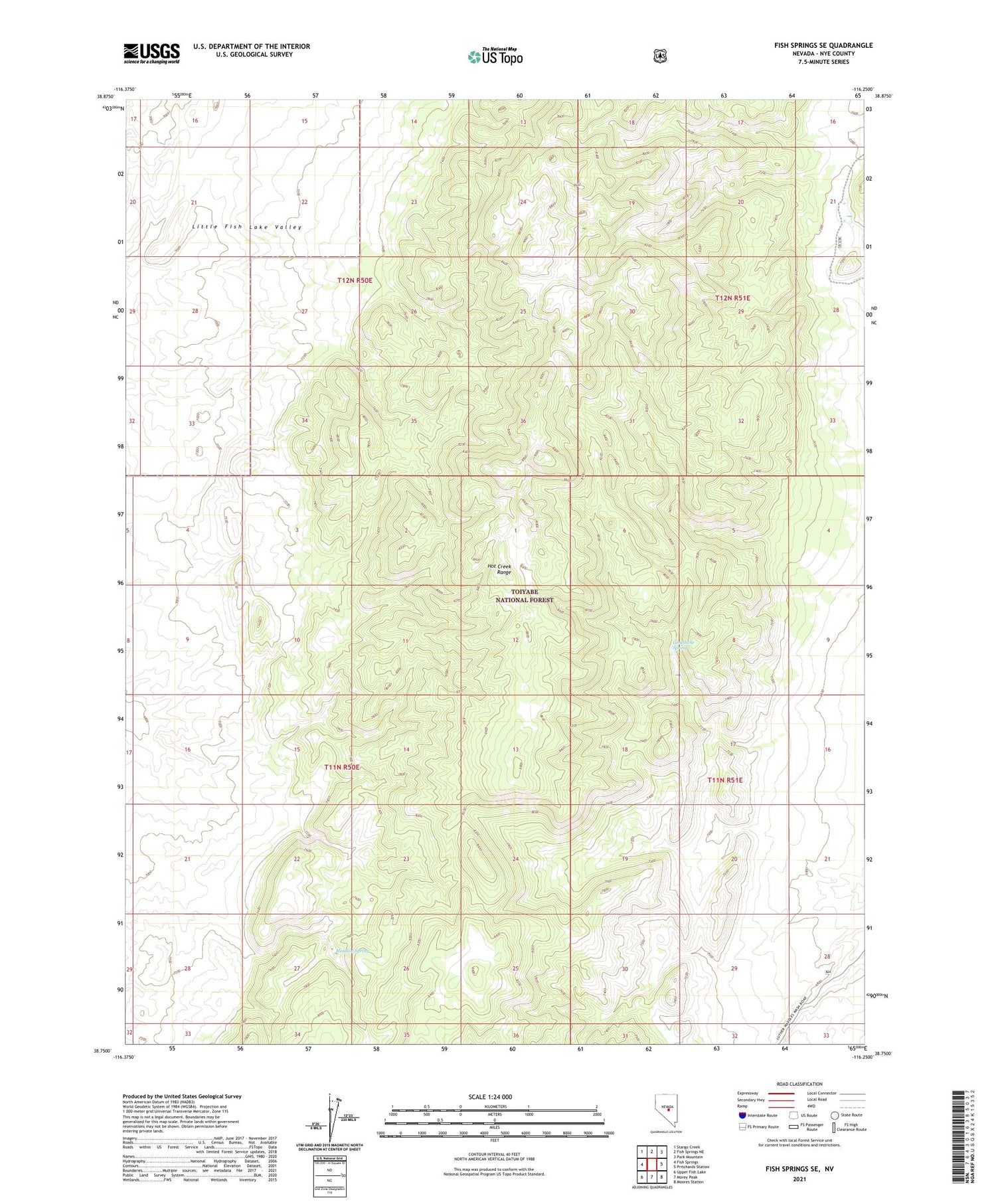 Fish Springs SE Nevada US Topo Map Image