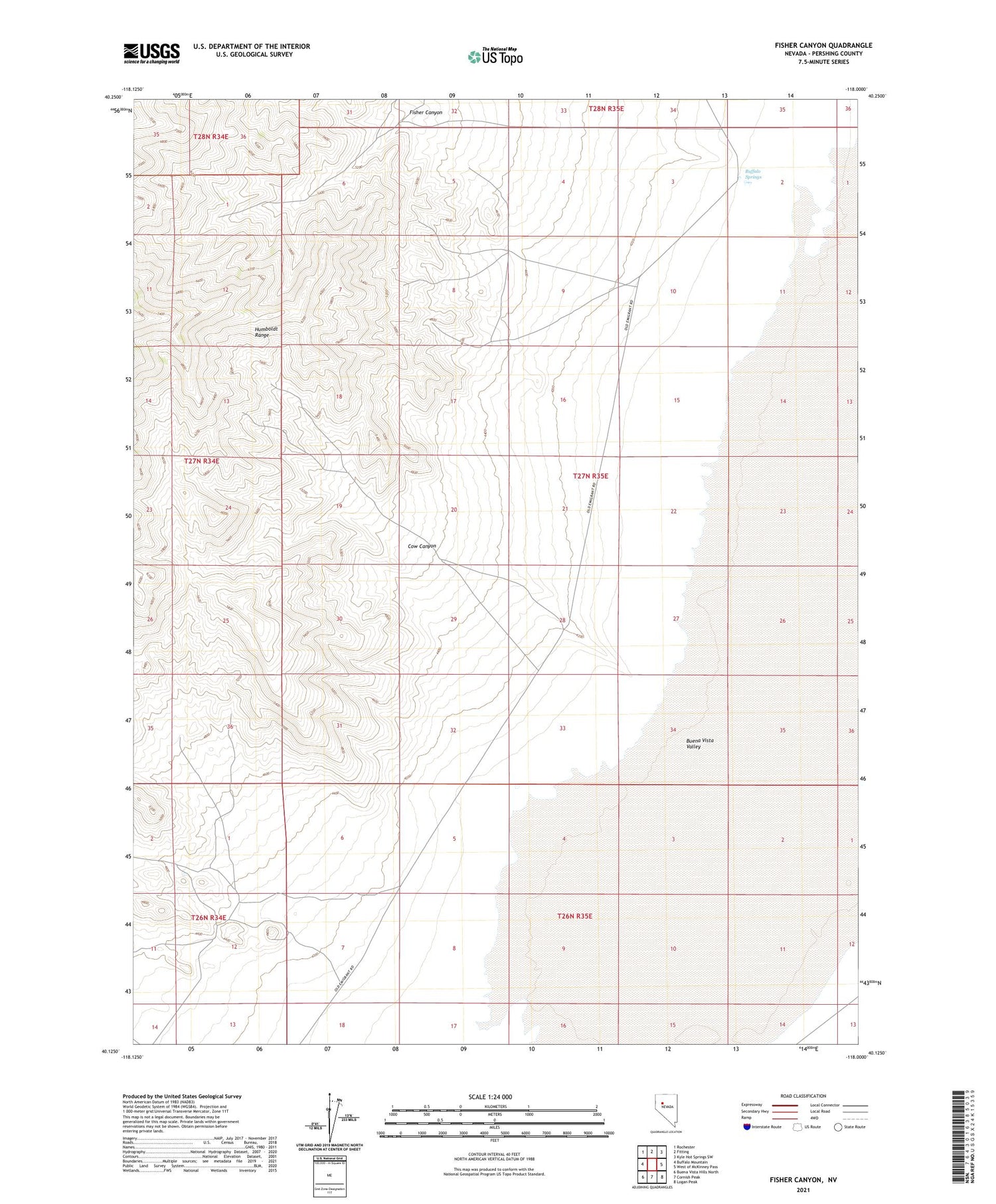 Fisher Canyon Nevada US Topo Map Image