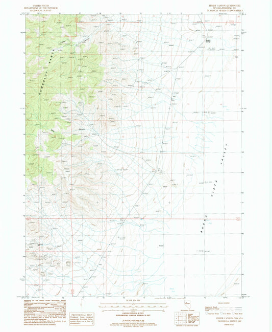Classic USGS Fisher Canyon Nevada 7.5'x7.5' Topo Map Image