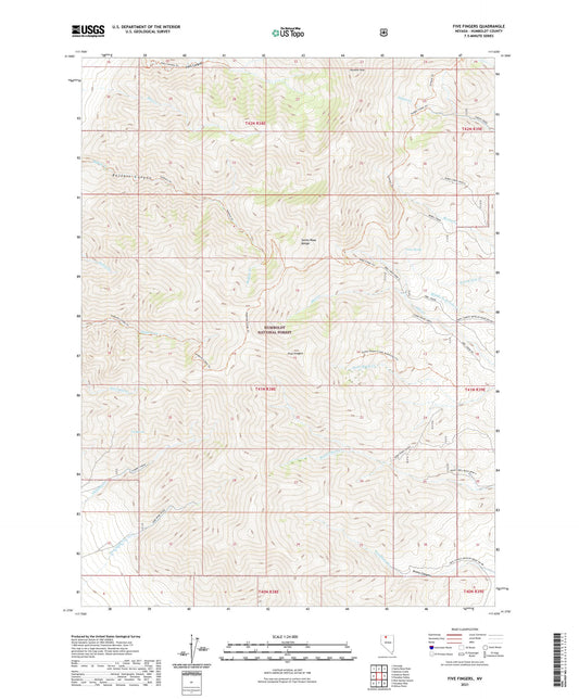Five Fingers Nevada US Topo Map Image