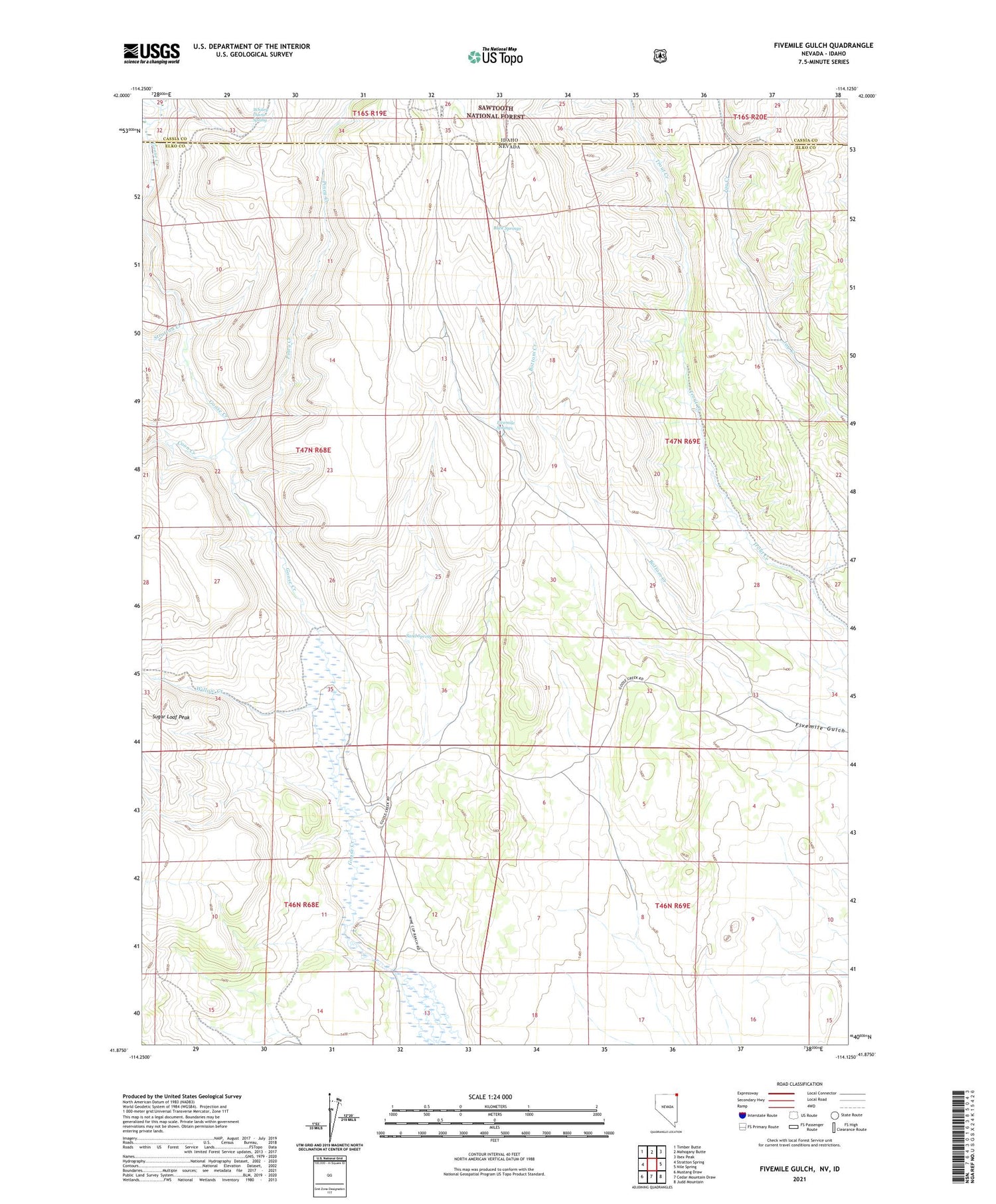 Fivemile Gulch Nevada US Topo Map Image