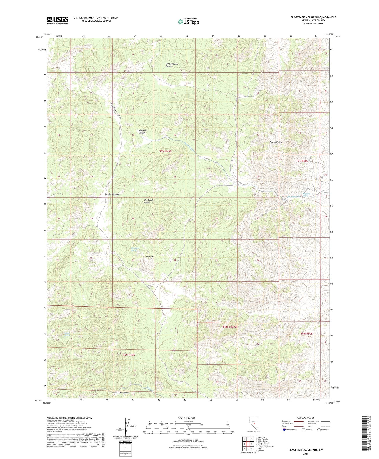 Flagstaff Mountain Nevada US Topo Map Image