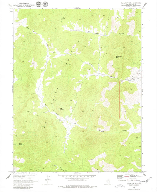 Classic USGS Flagstaff Mountain Nevada 7.5'x7.5' Topo Map Image