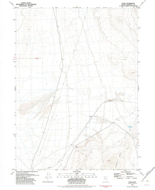 Classic USGS Floka Nevada 7.5'x7.5' Topo Map Image