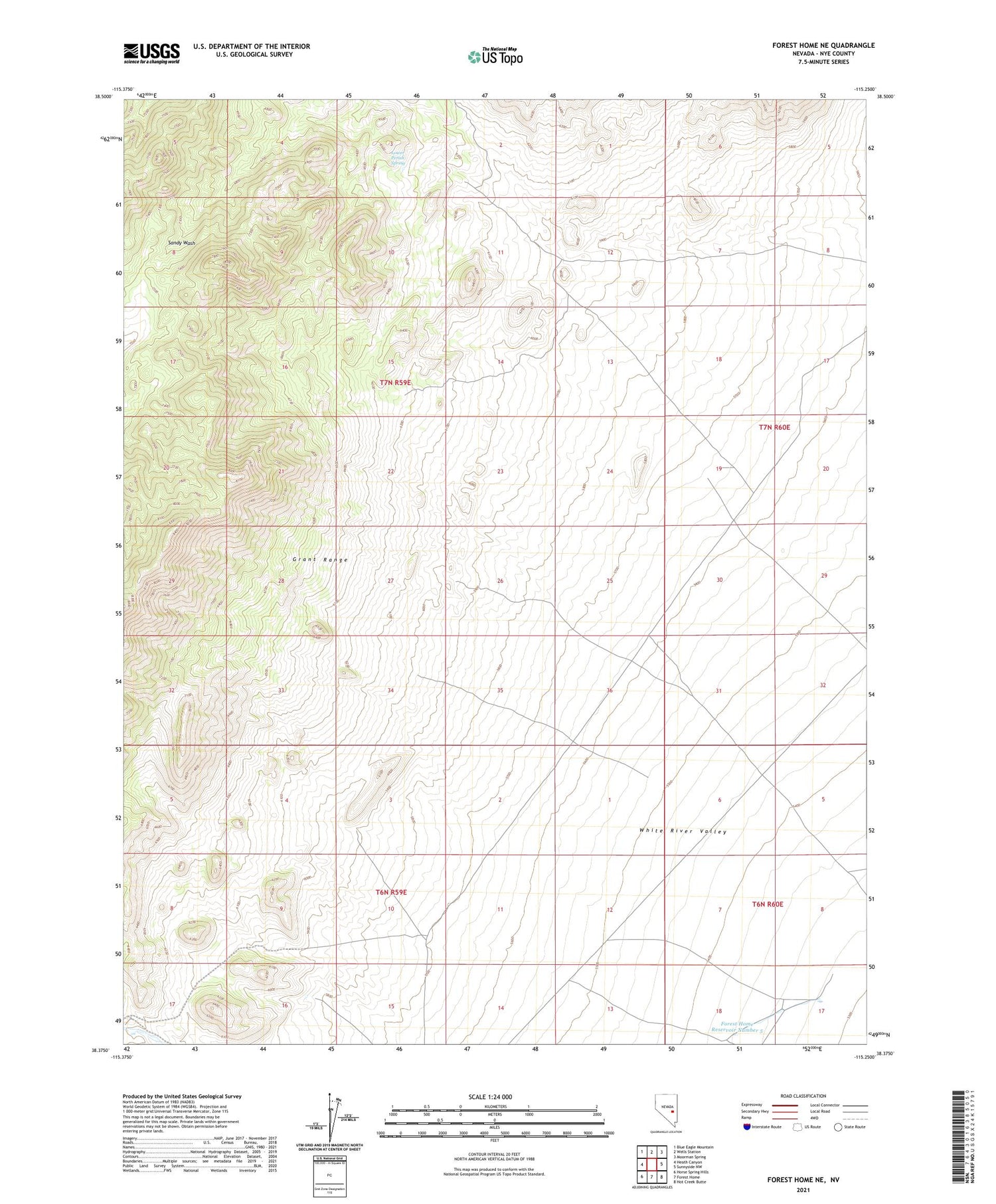 Forest Home NE Nevada US Topo Map Image