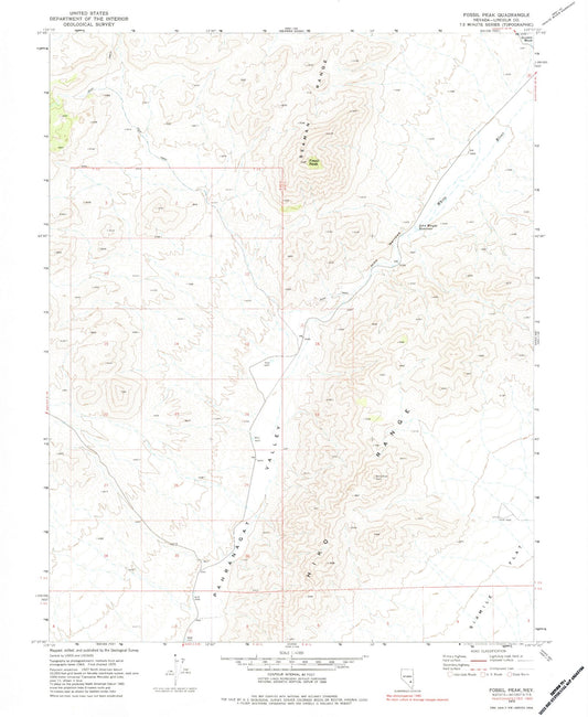 Classic USGS Fossil Peak Nevada 7.5'x7.5' Topo Map Image