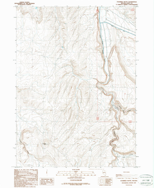 Classic USGS Fourmile Butte Nevada 7.5'x7.5' Topo Map Image