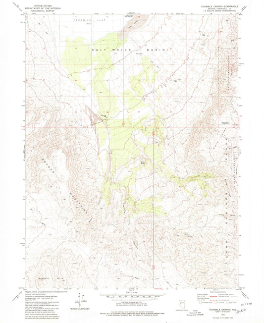 Classic USGS Fourmile Canyon Nevada 7.5'x7.5' Topo Map Image