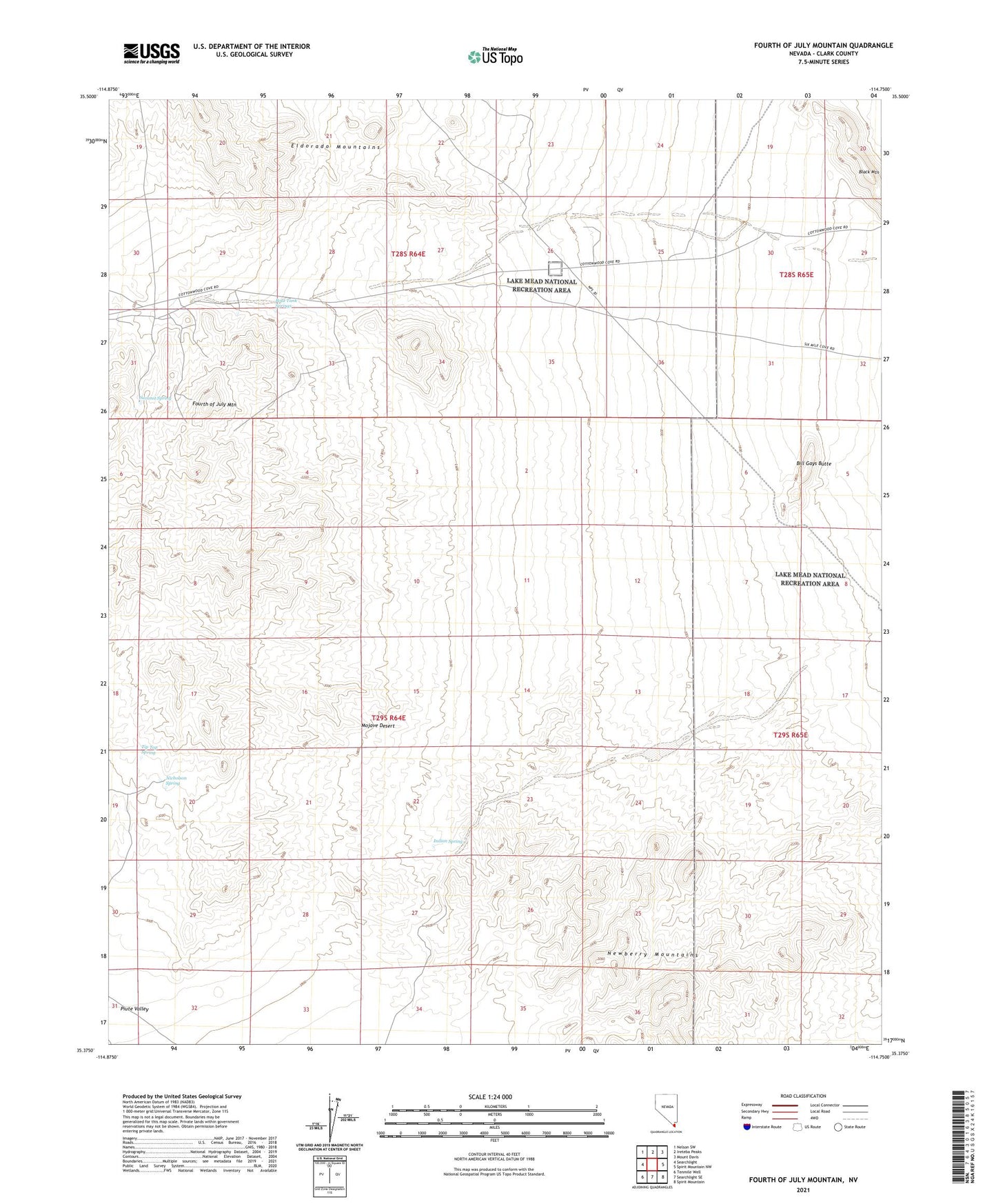 Fourth of July Mountain Nevada US Topo Map Image