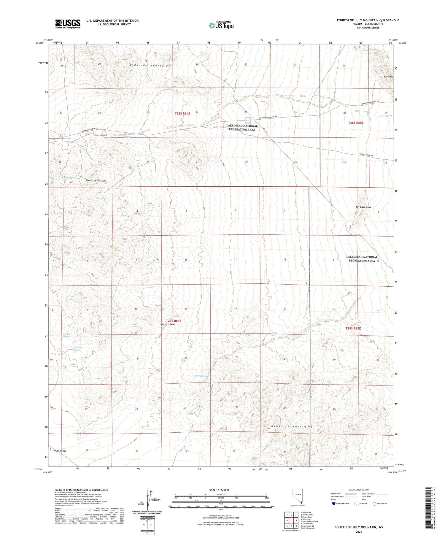 Fourth of July Mountain Nevada US Topo Map Image