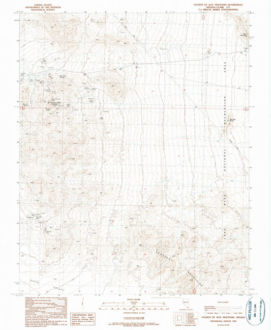 Classic USGS Fourth of July Mountain Nevada 7.5'x7.5' Topo Map Image