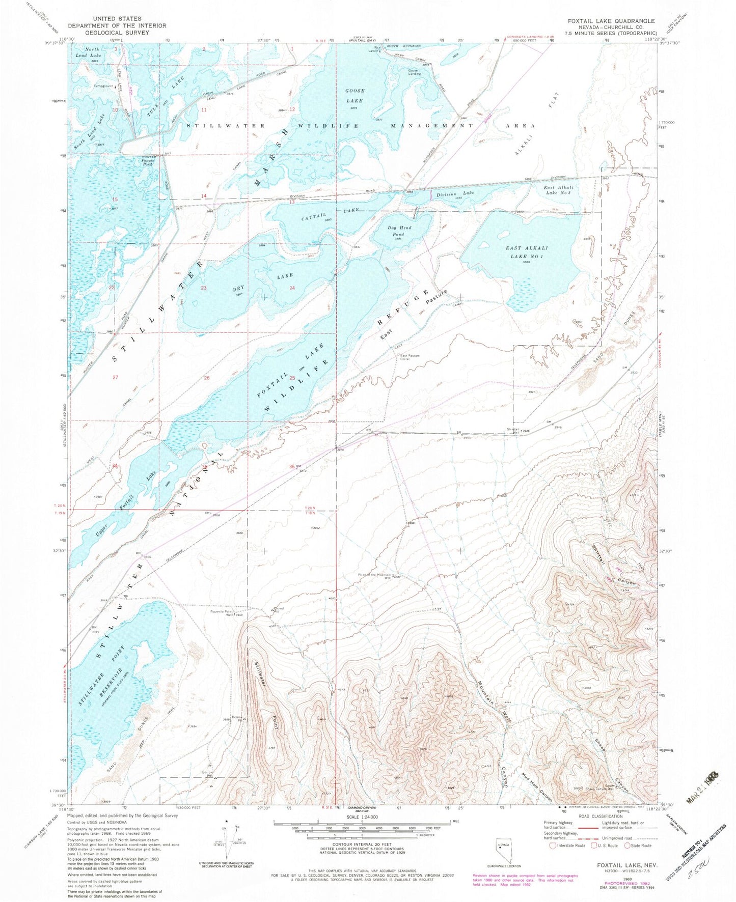 Classic USGS Foxtail Lake Nevada 7.5'x7.5' Topo Map Image