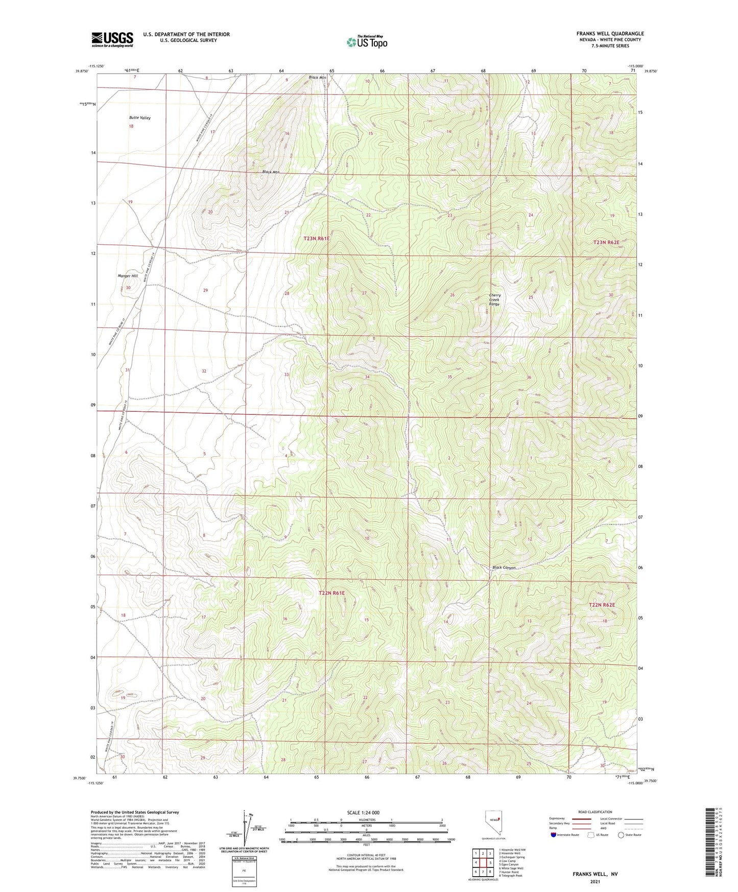 Franks Well Nevada US Topo Map Image
