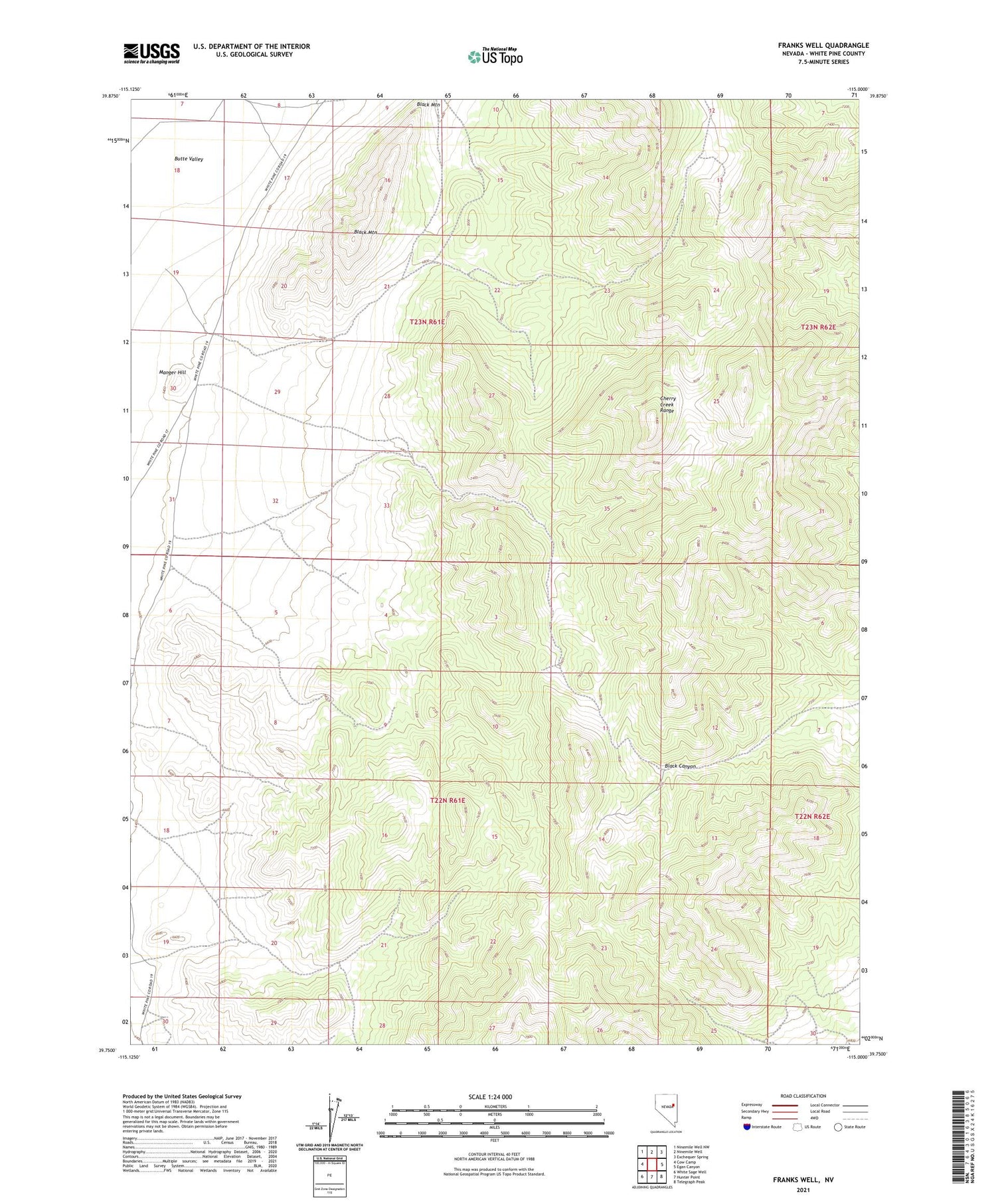 Franks Well Nevada US Topo Map Image
