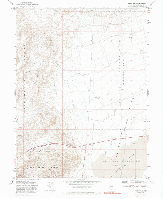 Classic USGS Frenchman Nevada 7.5'x7.5' Topo Map Image