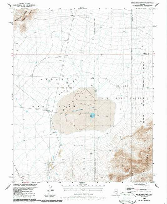 Classic USGS Frenchman Lake Nevada 7.5'x7.5' Topo Map Image