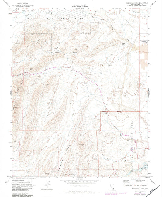 Classic USGS Frenchman Mountain Nevada 7.5'x7.5' Topo Map Image
