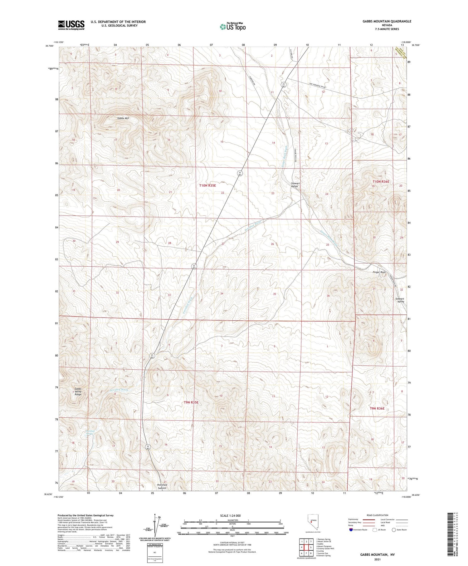 Gabbs Mountain Nevada US Topo Map Image