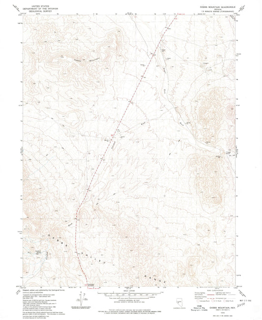 Classic USGS Gabbs Mountain Nevada 7.5'x7.5' Topo Map Image