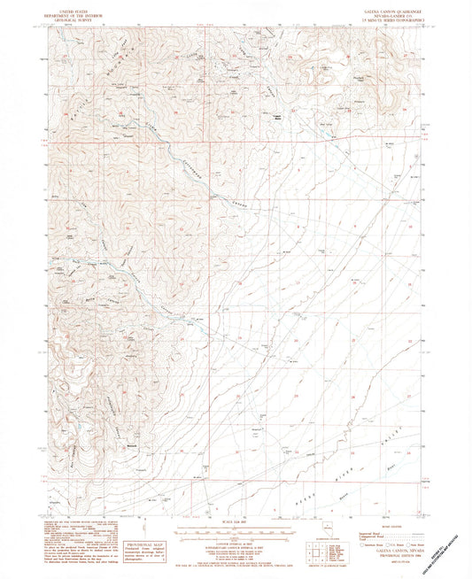 Classic USGS Galena Canyon Nevada 7.5'x7.5' Topo Map Image