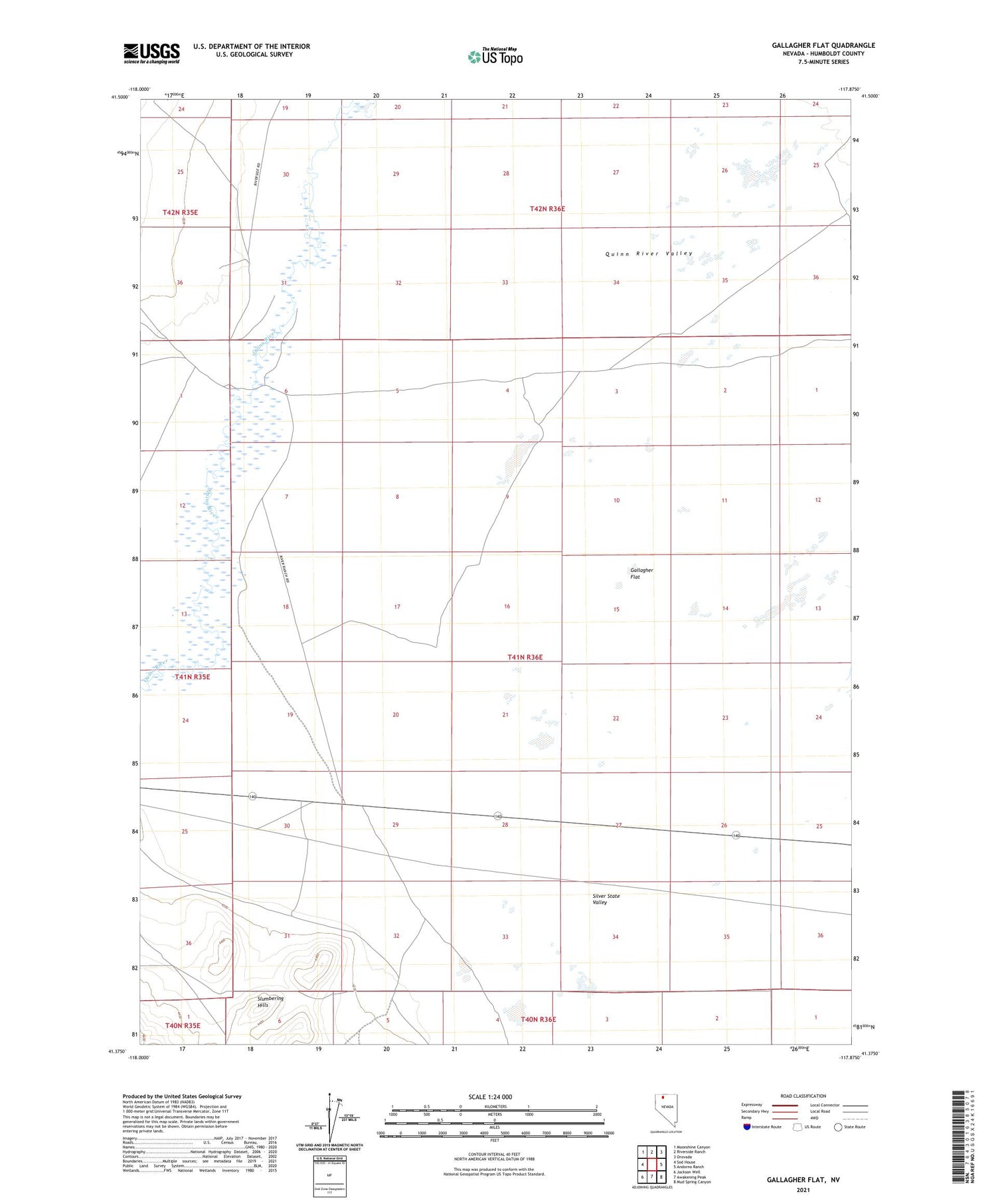 Gallagher Flat Nevada US Topo Map Image