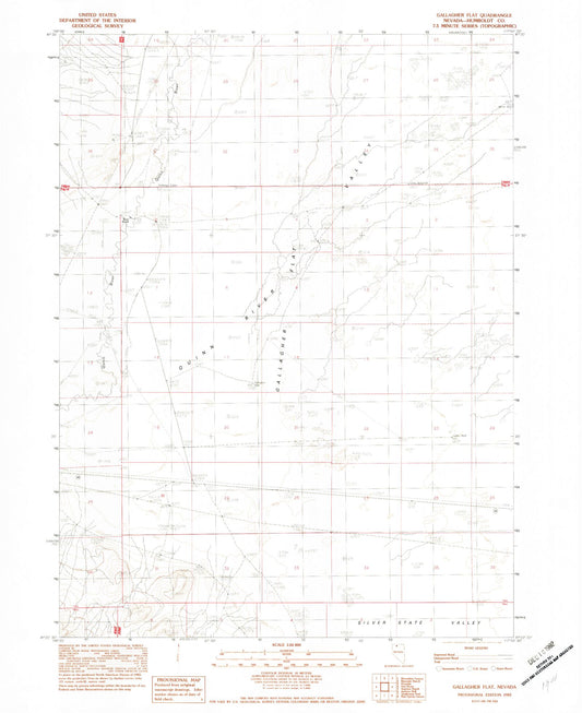 Classic USGS Gallagher Flat Nevada 7.5'x7.5' Topo Map Image